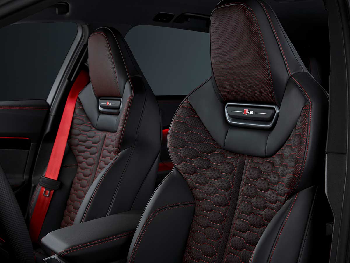 2026 Audi RS5 Avant Front Seats Red and Black