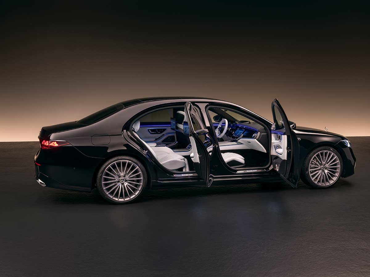 2026 Mercedes Benz S Class AMG Line Black Doors Open
