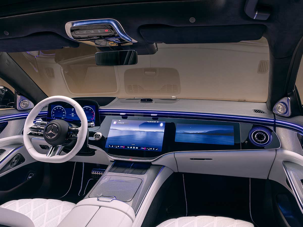 2026 Mercedes Benz S Class AMG Line Deep White Interior Dashboard Screens