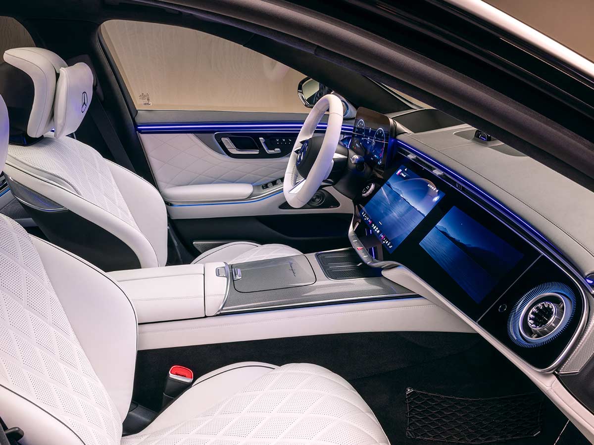 2026 Mercedes Benz S Class AMG Line Deep White Interior Front Seats