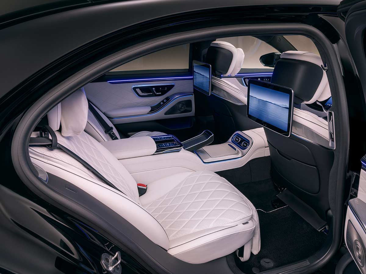 2026 Mercedes Benz S Class AMG Line Deep White Interior Rear Seats