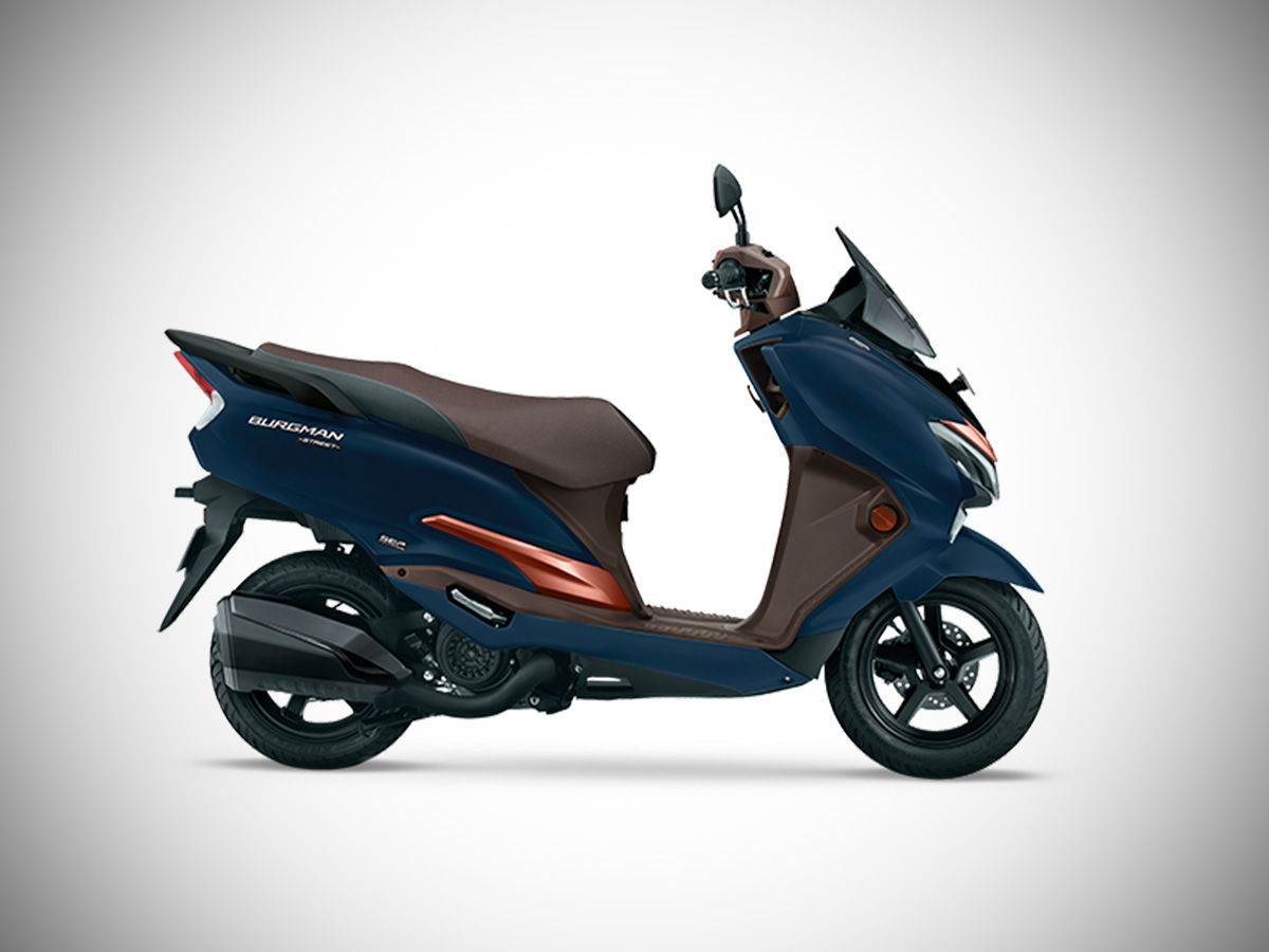 2026 Suzuki Burgman Street 125 Metallic Mat Stellar Blue with Metallic Mat Luxe Copper