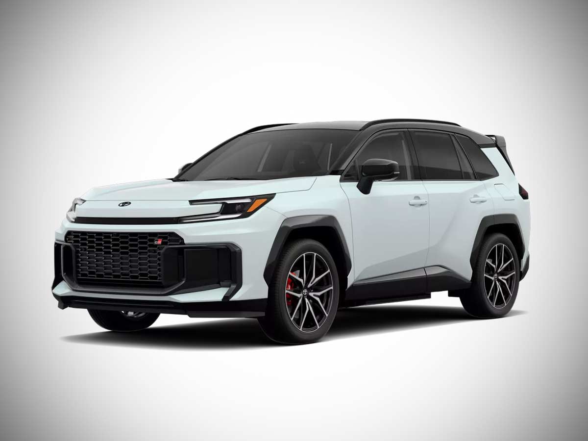 2026 Toyota RAV4 Plug in Hybrid GR Sport Wind Chill Pearl with Midnight Black roof Front Quarter