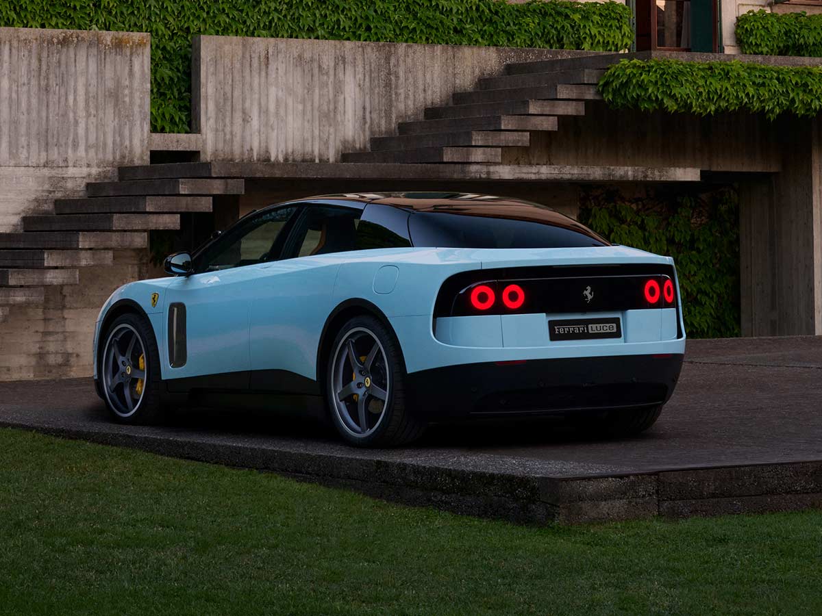 Inside Ferrari’s Revolutionary 1050 HP Electric Supercar That Changes Everything 19 2026 Ferrari Luce Blue Rear Quarter View