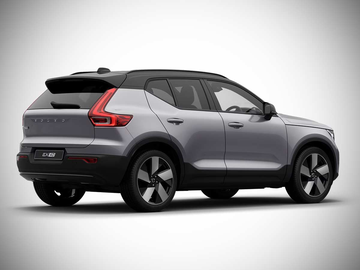2026 Volvo EX40 Aurora Silver Rear Quarter