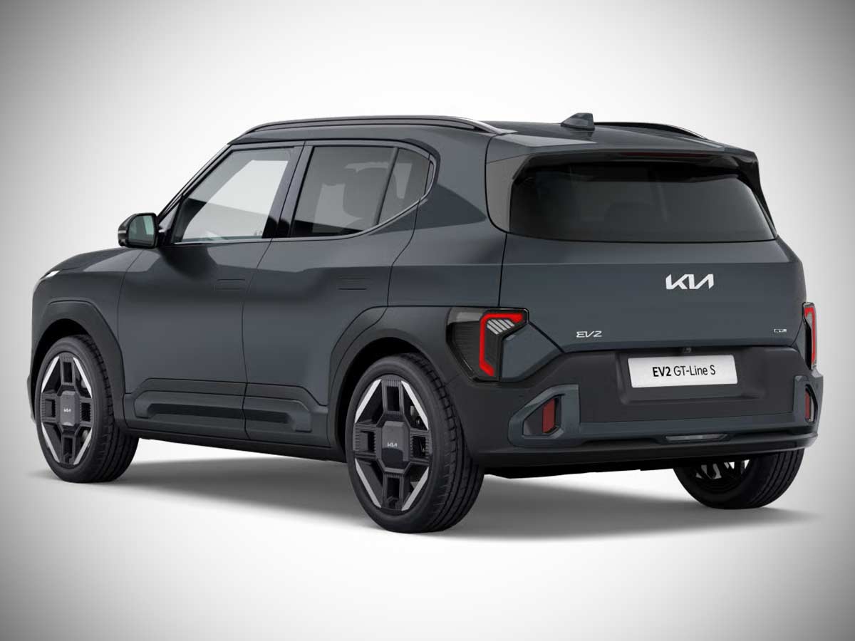 2026 Kia EV2 GT-Line S Colors: Every Paint Option Explained 2 2026 Kia EV2 GT Line S Dark Penta Metal Rear Quarter