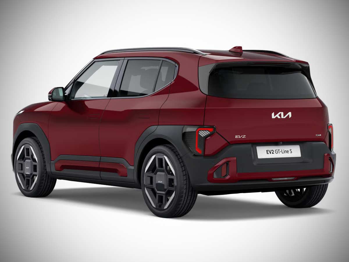 2026 Kia EV2 GT-Line S Colors: Every Paint Option Explained 6 2026 Kia EV2 GT Line S Magma Red Rear Quarter