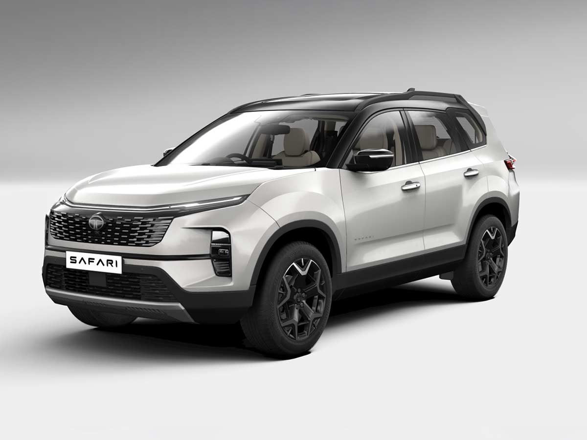 2026 Tata Safari Accomplished X+ Color Options - All Dual-Tone Shades Explained 3 2026 Tata Safari Accomplished X+ Frost White Dual Tone Front Quarter