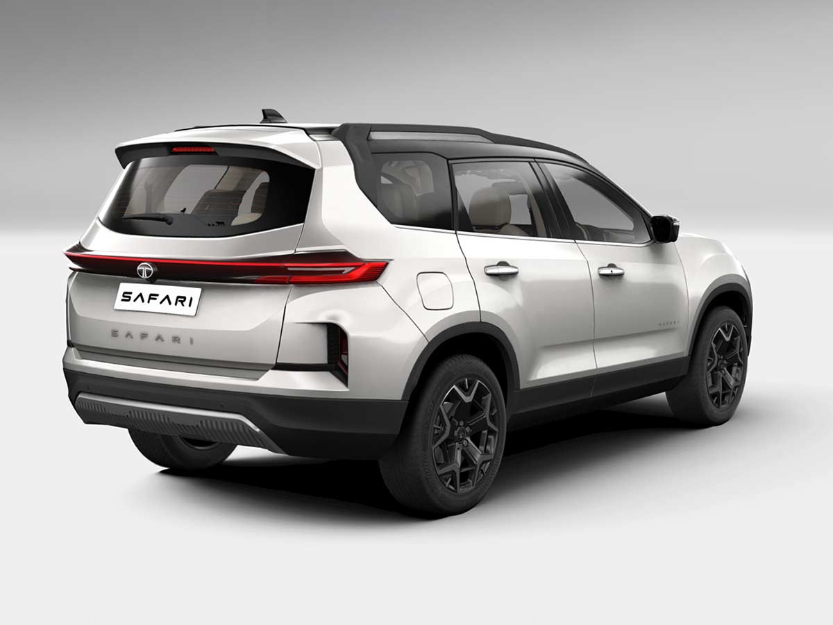 2026 Tata Safari Accomplished X+ Color Options - All Dual-Tone Shades Explained 4 2026 Tata Safari Accomplished X+ Frost White Dual Tone Rear Quarter