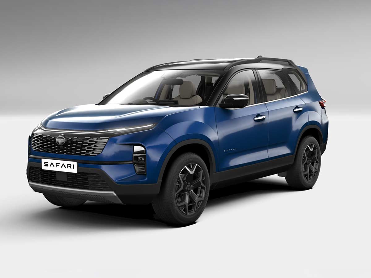 2026 Tata Safari Accomplished X+ Color Options - All Dual-Tone Shades Explained 5 2026 Tata Safari Accomplished X+ Royal Blue Dual Tone Front Quarter