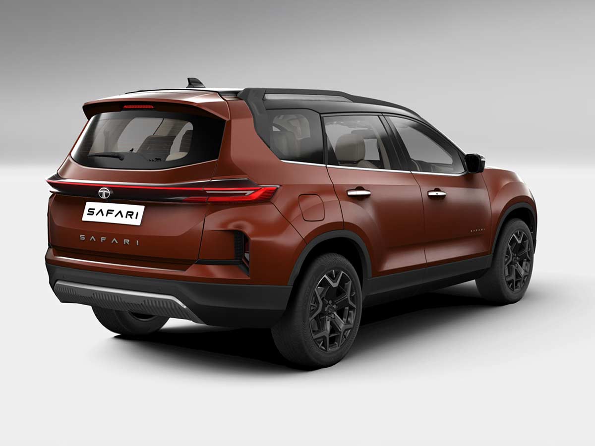 2026 Tata Safari Accomplished X+ Color Options - All Dual-Tone Shades Explained 8 2026 Tata Safari Accomplished X+ Supernova Copper Dual Tone Rear Quarter