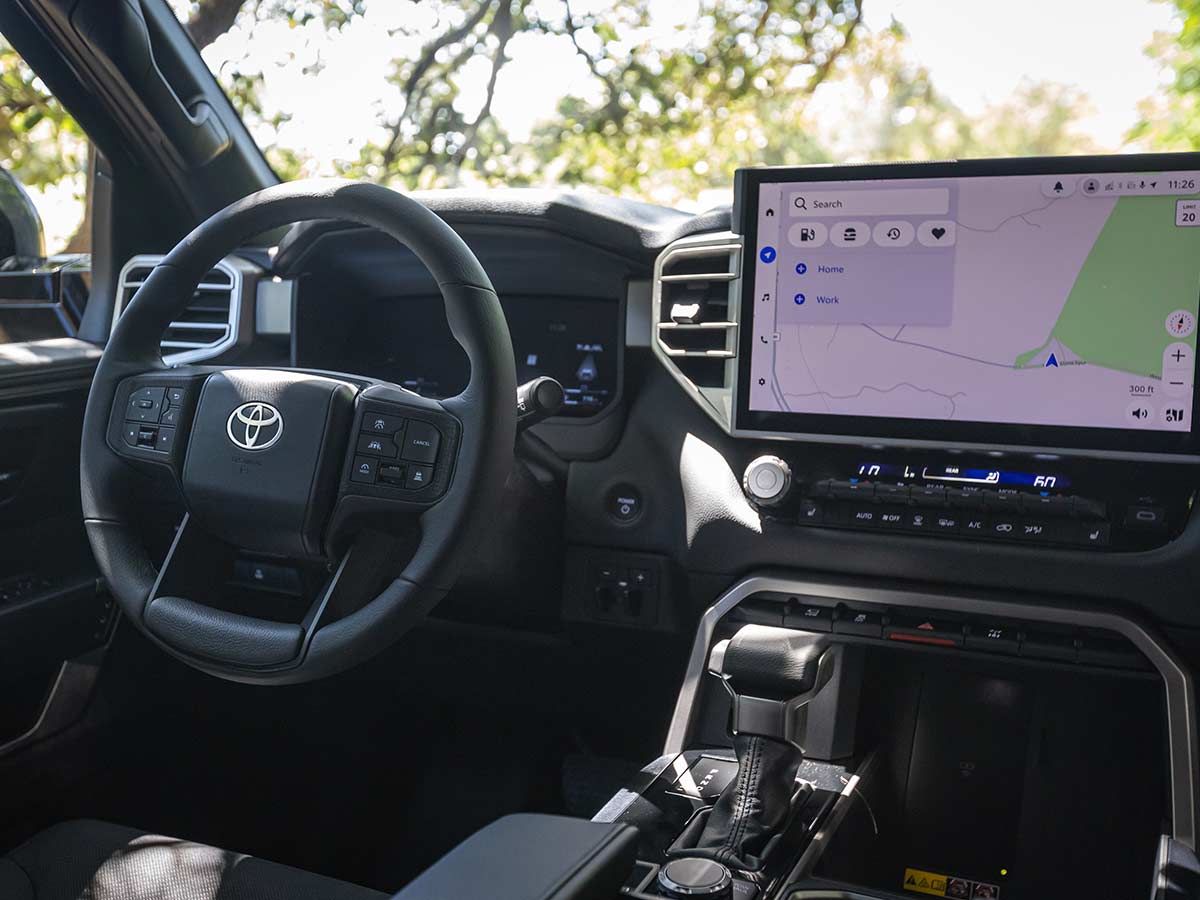 2027 Toyota Sequoia Debuts With New Trailhunter Package, Updated Design and Advanced Technology 6 2027 Toyota Sequoia Trailhunter Steering Wheel and Screen