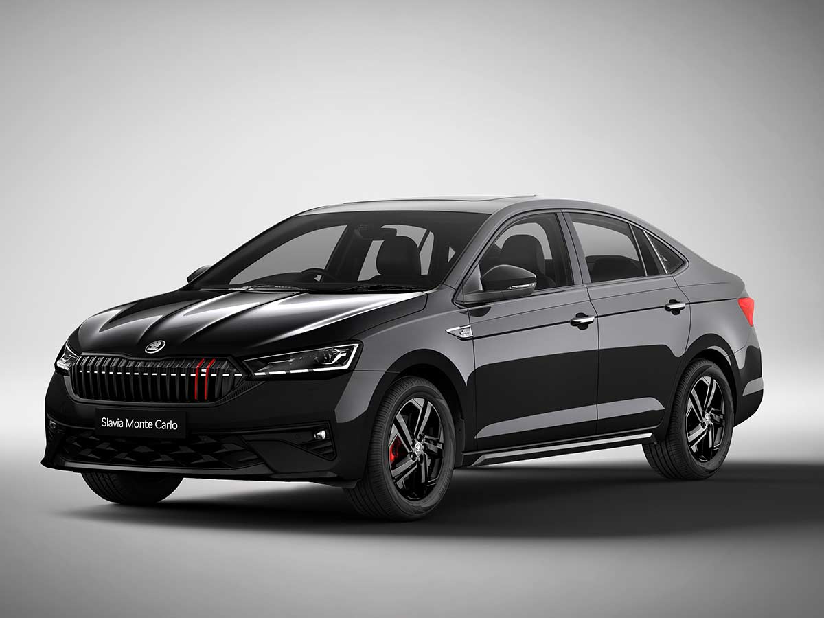 New Skoda Slavia 2026: Features, Engine Options, Variants, Safety and Everything You Need to Know 23 2026 Skoda Slavia Monte Carlo Front Quarter