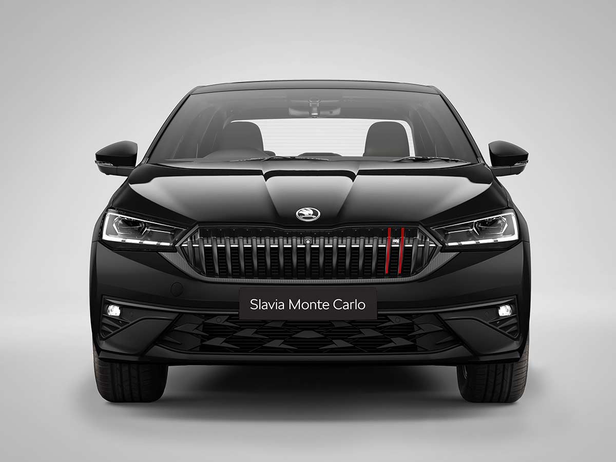 New Skoda Slavia 2026: Features, Engine Options, Variants, Safety and Everything You Need to Know 25 2026 Skoda Slavia Monte Carlo Front