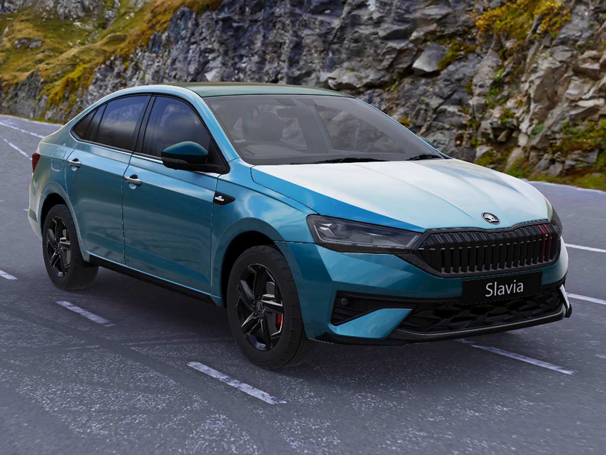 New Skoda Slavia 2026: Features, Engine Options, Variants, Safety and Everything You Need to Know 21 2026 Skoda Slavia Monte Carlo Lava Blue