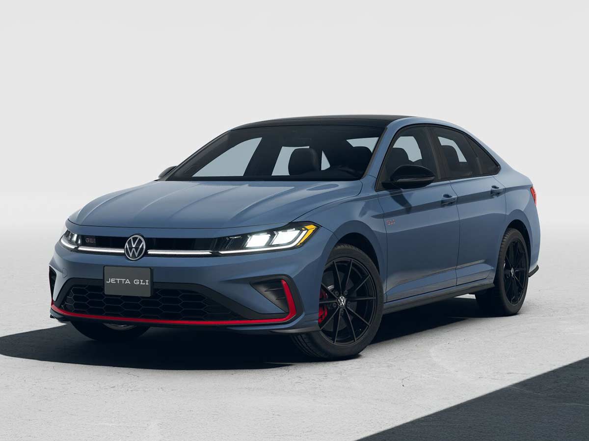 2026 Volkswagen Jetta GLI Autobahn Monterey Blue Pearl with Deep Black Pearl Front