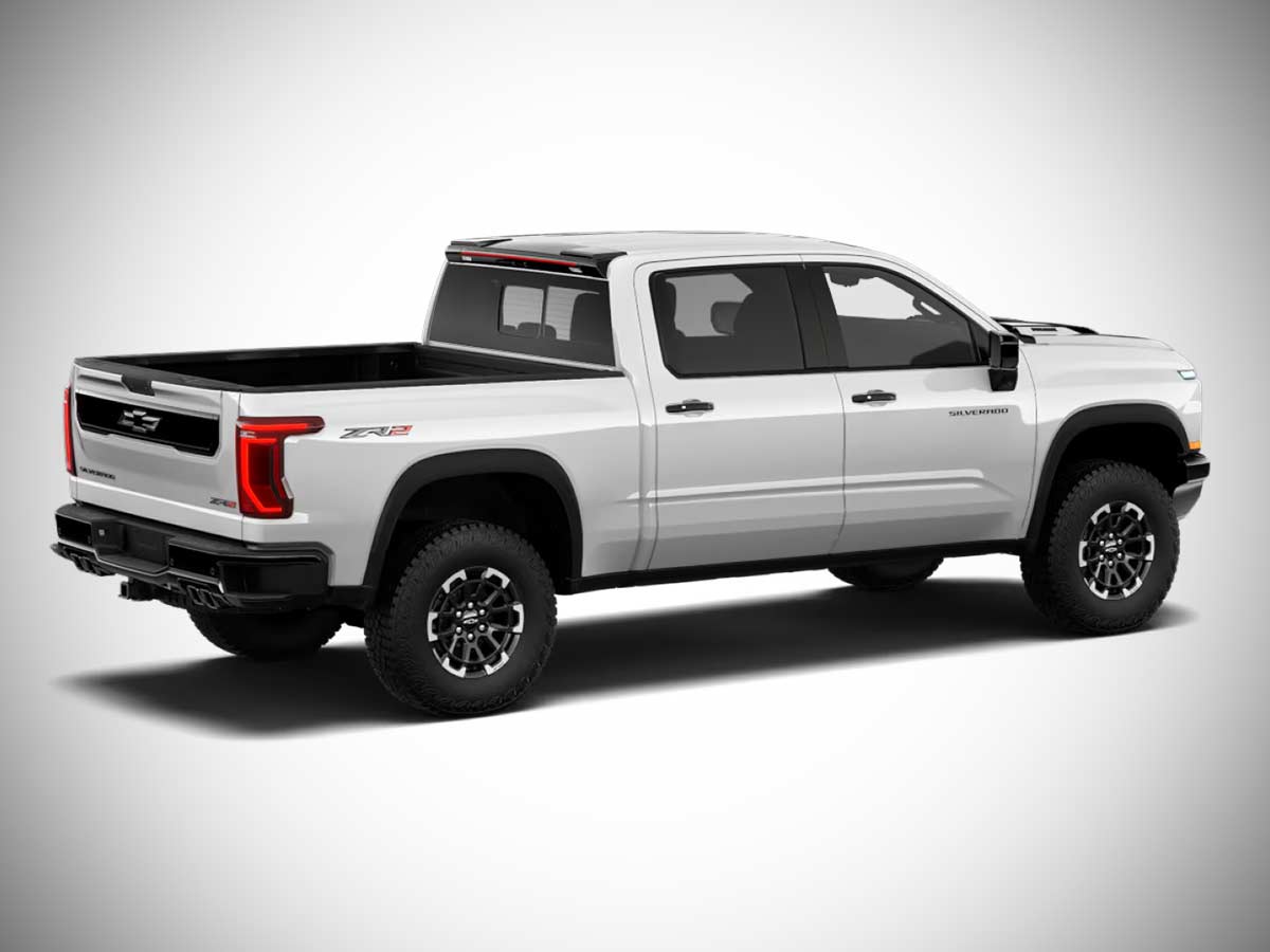 2027 Chevrolet Silverado ZR2 Colors: All Exterior Paint Options 8 2027 Chevrolet Silverado ZR2 Summit White Rear