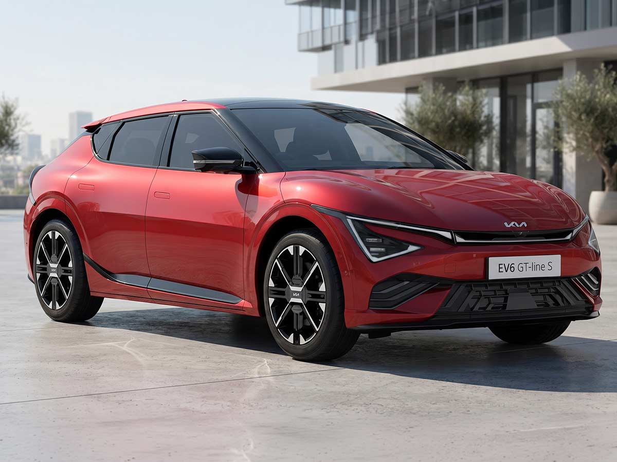 2026 Kia EV6 GT-Line S Color Options; Choose the perfect shade for you 3 2026 Kia EV6 GT Line S Runway Red Front Quarter