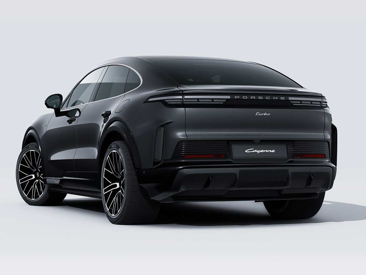 New Porsche Cayenne Turbo Coupe Electric Colours: 13 Shades to Know 6 2026 Porsche Cayenne Turbo Coupe Electric Chromite Black Metallic Rear