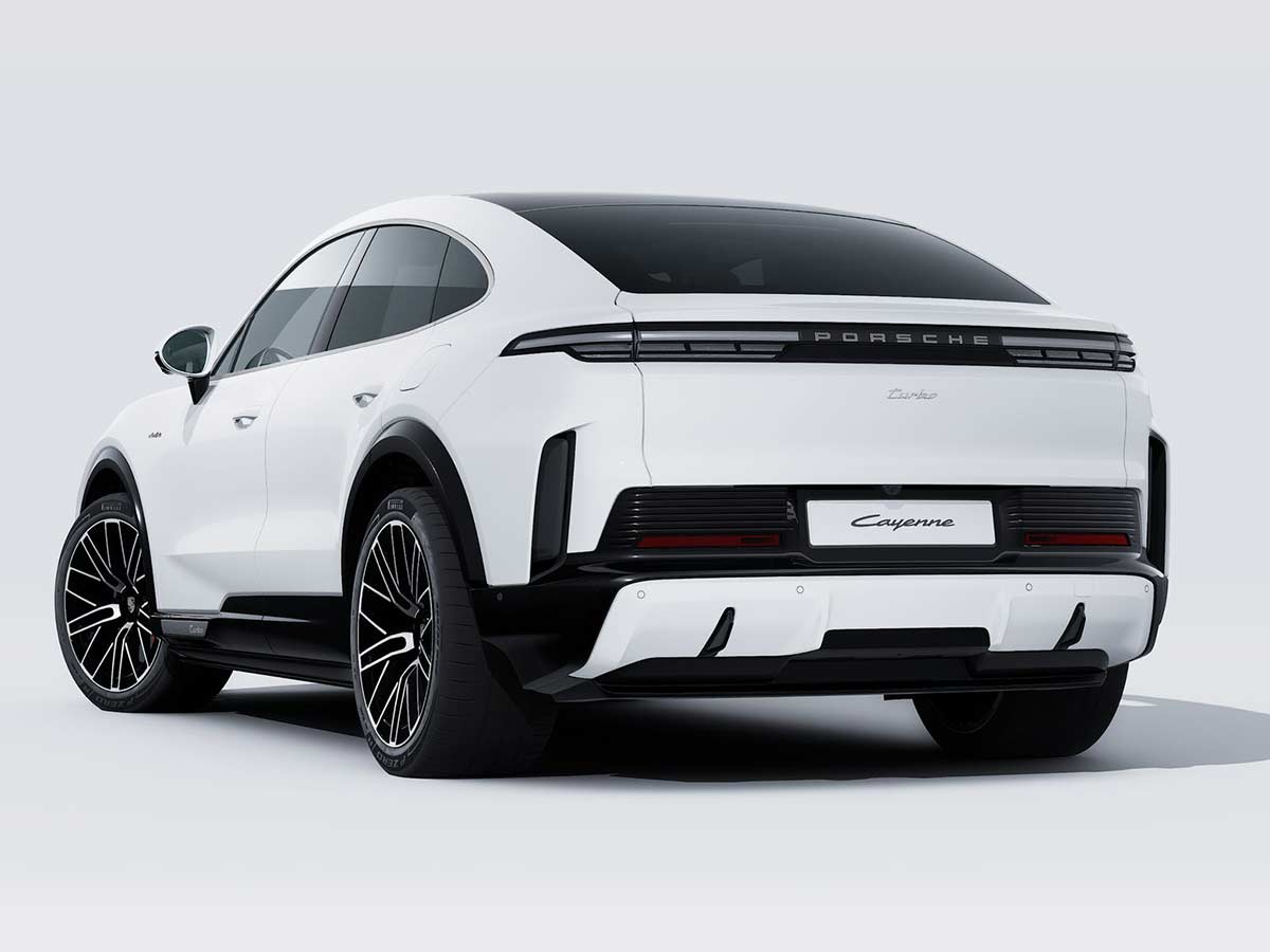 New Porsche Cayenne Turbo Coupe Electric Colours: 13 Shades to Know 26 2026 Porsche Cayenne Turbo Coupe Electric White Rear