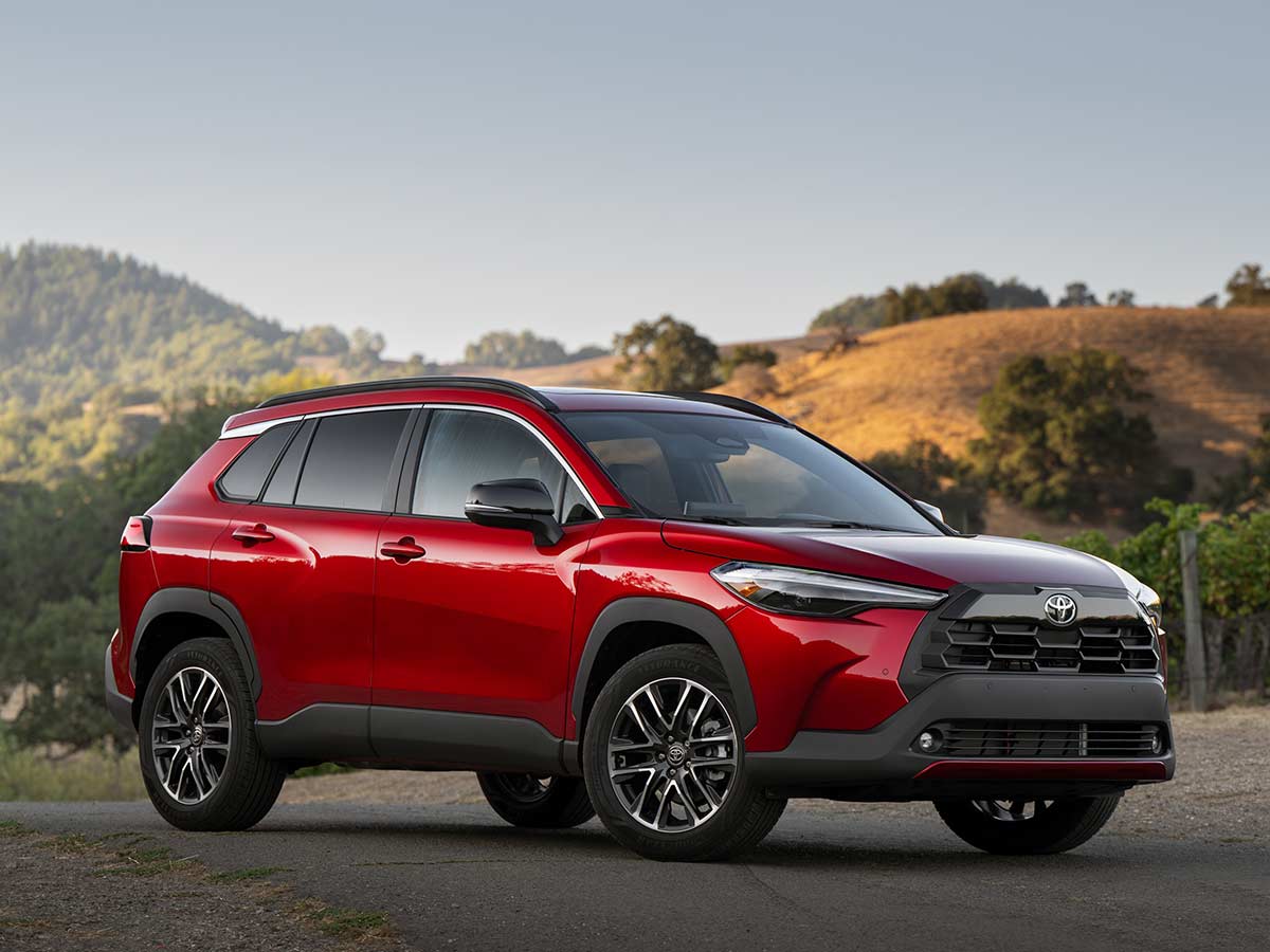 2027 Toyota Corolla Cross XLE AWD Soul Red Crystal Front Quarter View